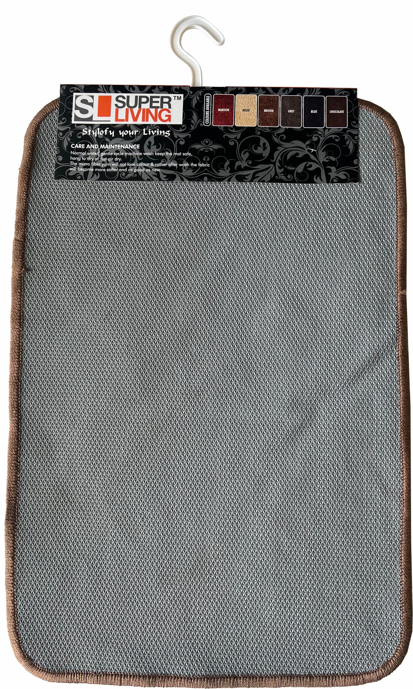 MICROFIBER ANTI SLIP BATH MAT CM BROWN