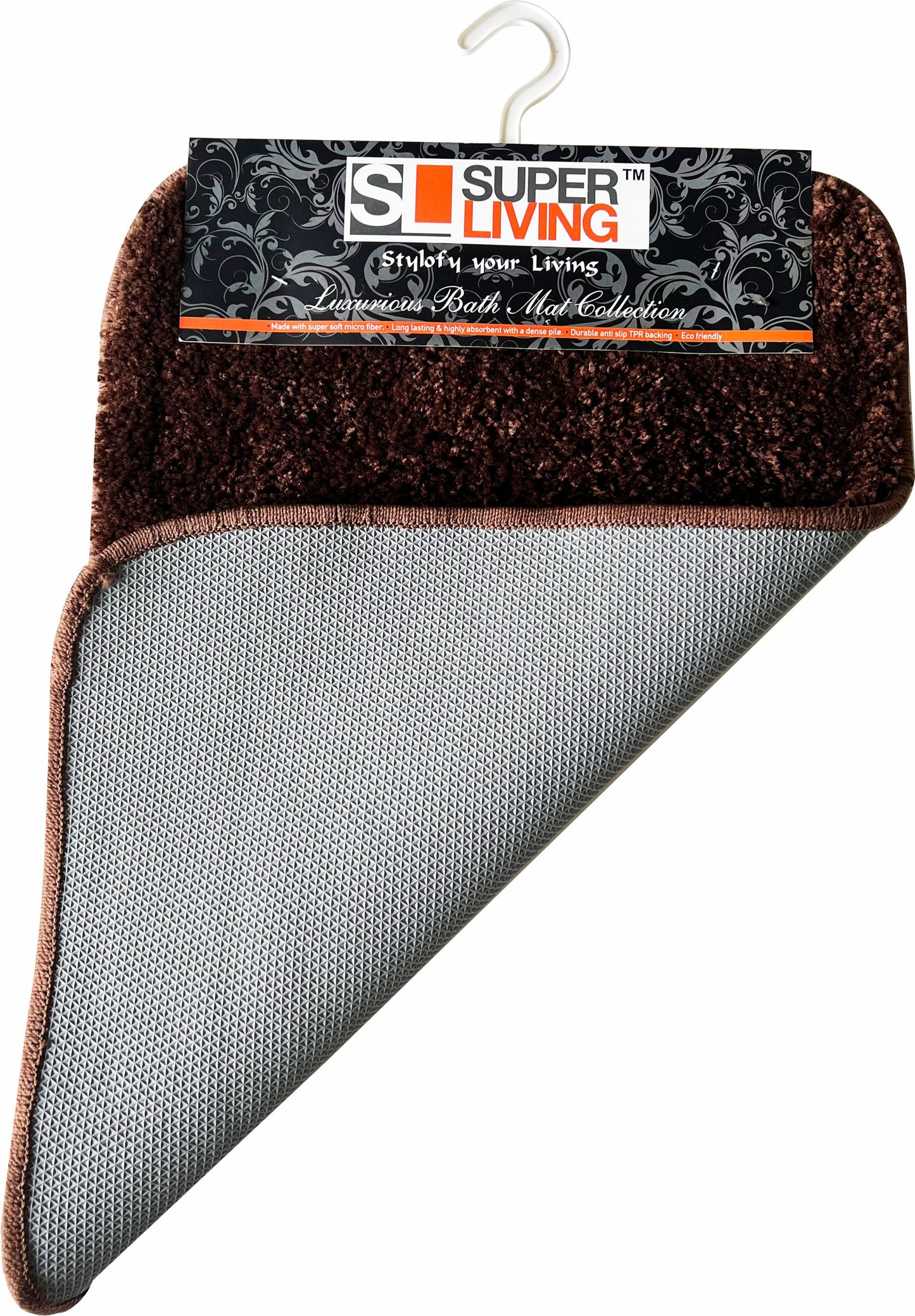 MICROFIBER ANTI SLIP BATH MAT CM COFFEE BROWN