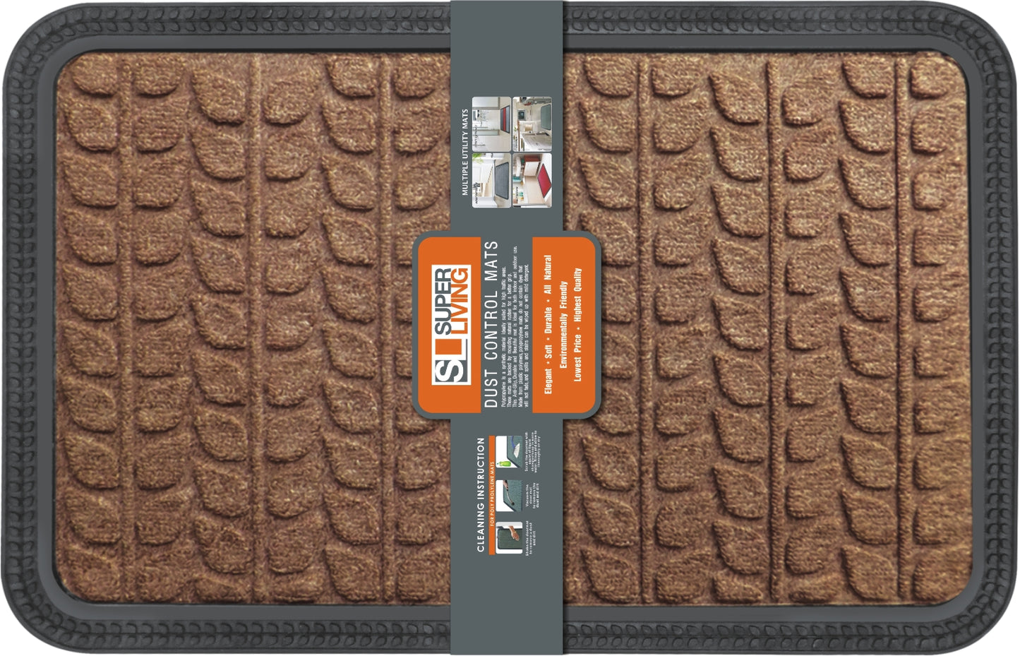 LEAF DESIGN GREEK BORDER 40X60 CM DARK BROWN