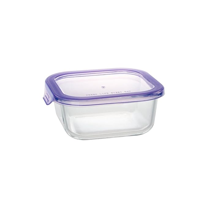 Alorno Square Borosilicate Glass Storage Container with Airtight Plastic Lid – 800 ml, Oven & Microwave Safe
