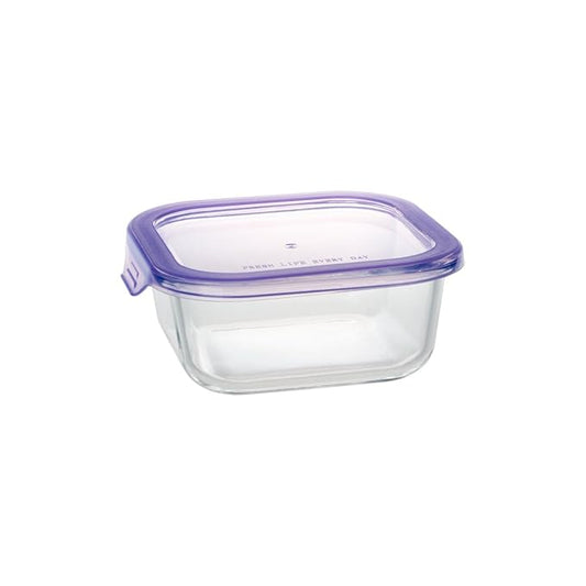 Alorno Square Borosilicate Glass Storage Container with Airtight Plastic Lid – 800 ml, Oven & Microwave Safe