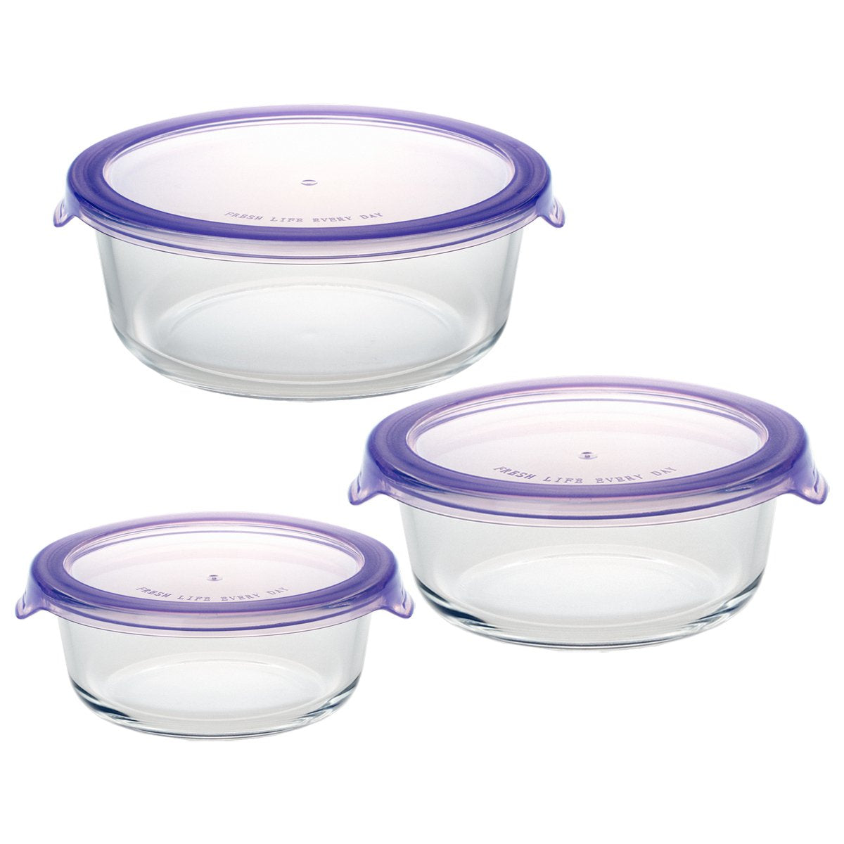 3-piece airtight glass food storage containers with plastic lids