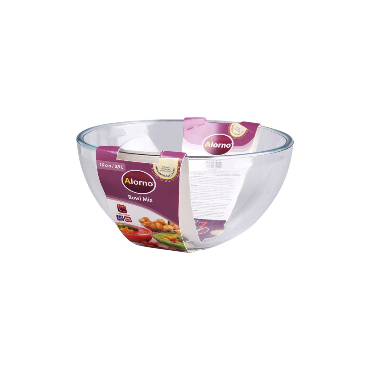 Alorno borosilicate glass mixing bowl on a white background 