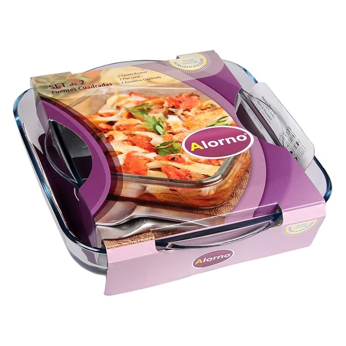 Oven-safe borosilicate glass baking dish set with handles
