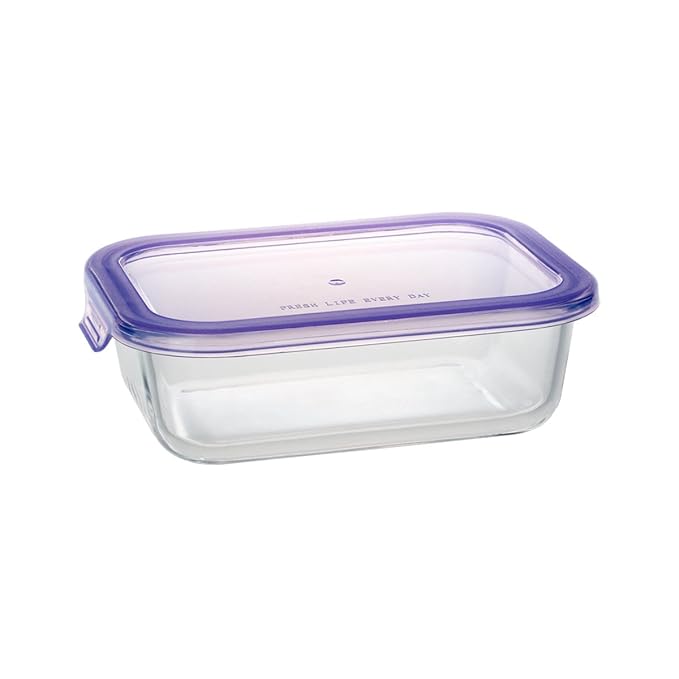 Alorno Rectangle Borosilicate Glass Food Storage Container with Lid – 650 ml | Airtight, Freezer & Microwave Safe