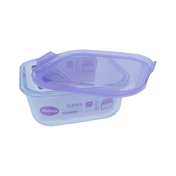 Alorno Square Borosilicate Glass Storage Container with Airtight Plastic Lid – 800 ml, Oven & Microwave Safe