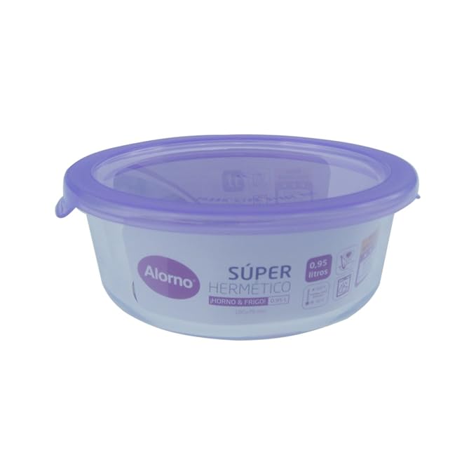 Glass food storage container with a clear lid on a white background