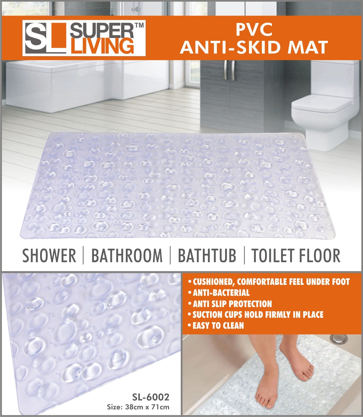 SHOWER MAT ANTI SKID SQUARE